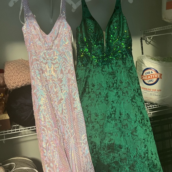 EMERALD GREEN PROM DRESS * LIKE NEW * SIZE 10-14 * READ DESCRIP. * - Picture 6 of 8